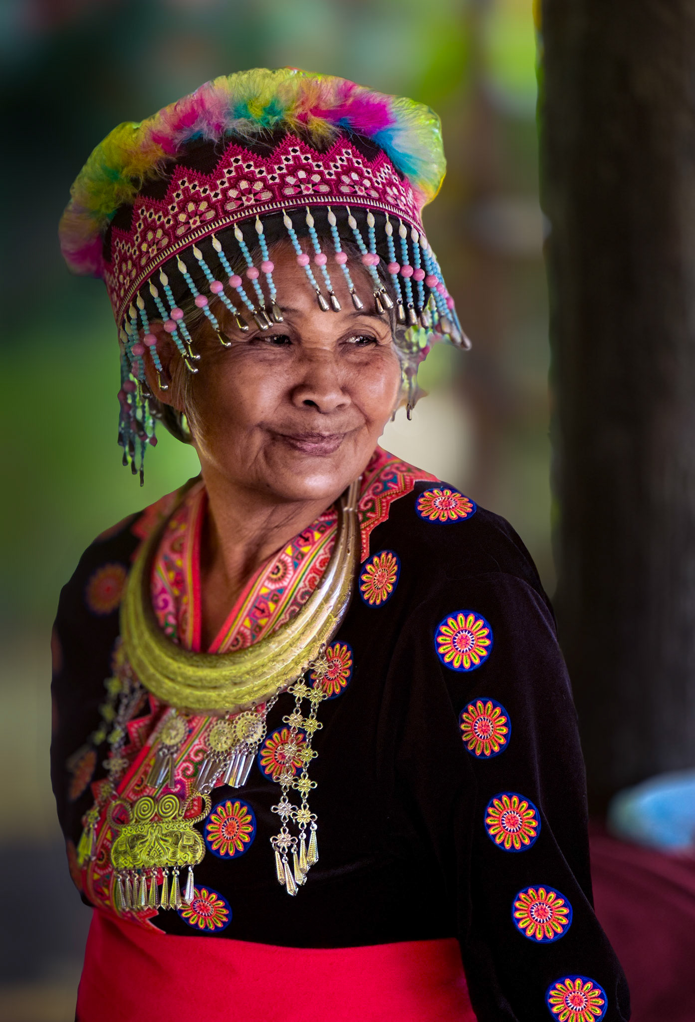 Hmong lady in traditional wear