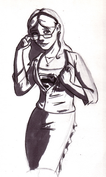 Supergirl - Graphite, Ink and Marker on paper