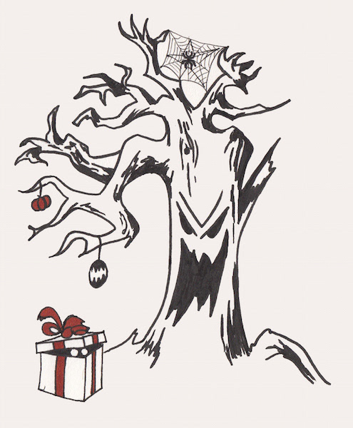 Halloween Christmas Tree - Ink and marker on paper