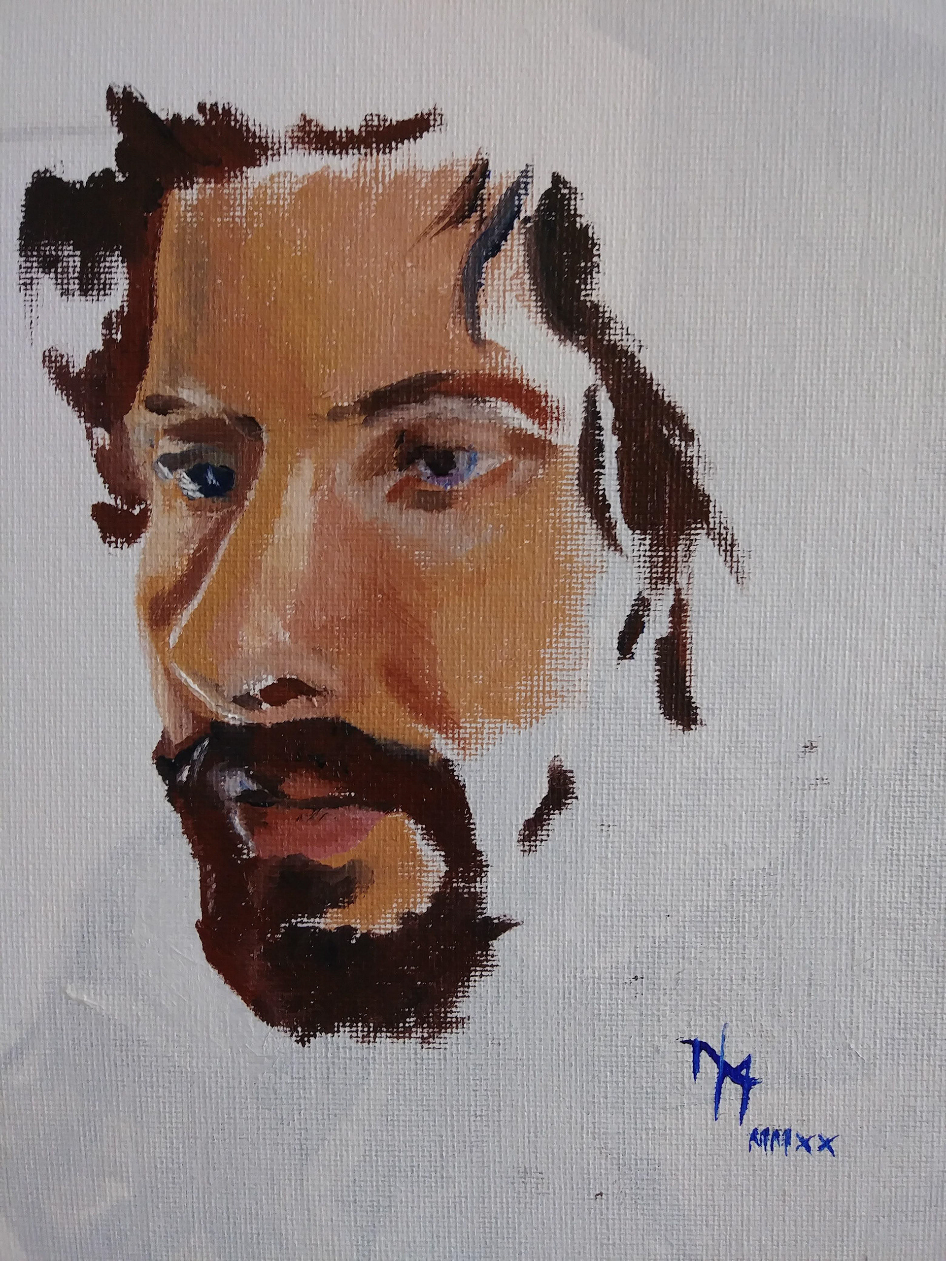 Portrait of My Husband - Oil on canvas board