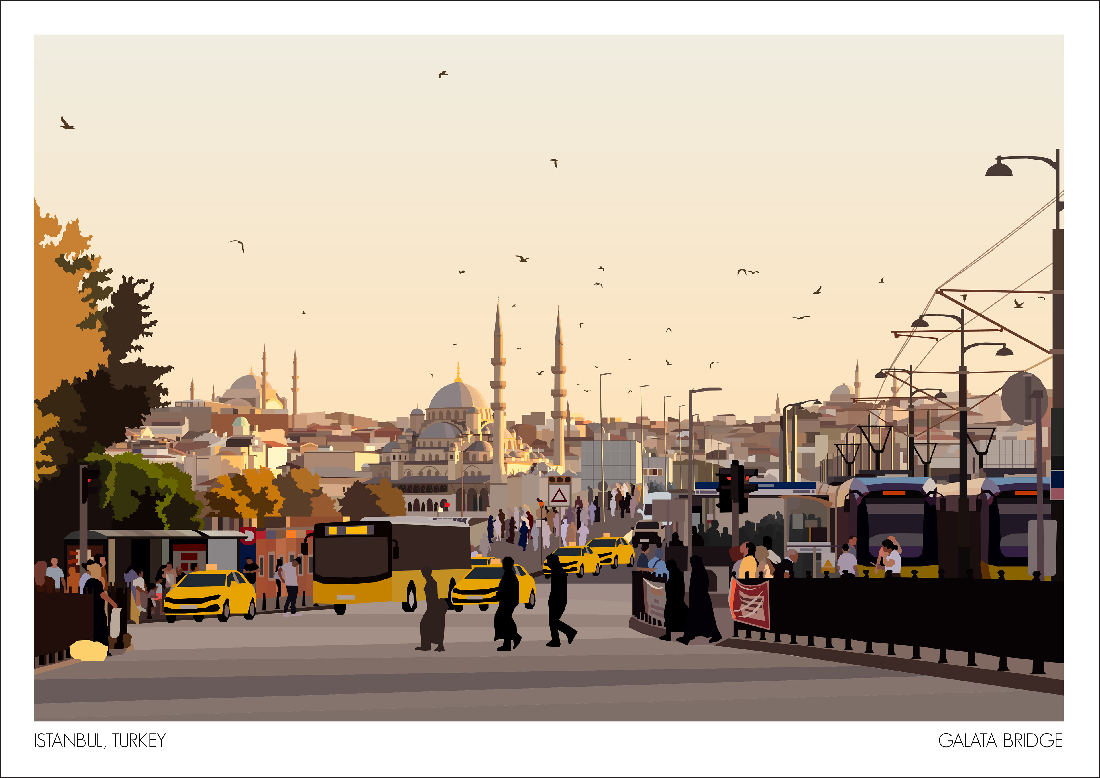 Photograph turned into detailed poster of Istanbul