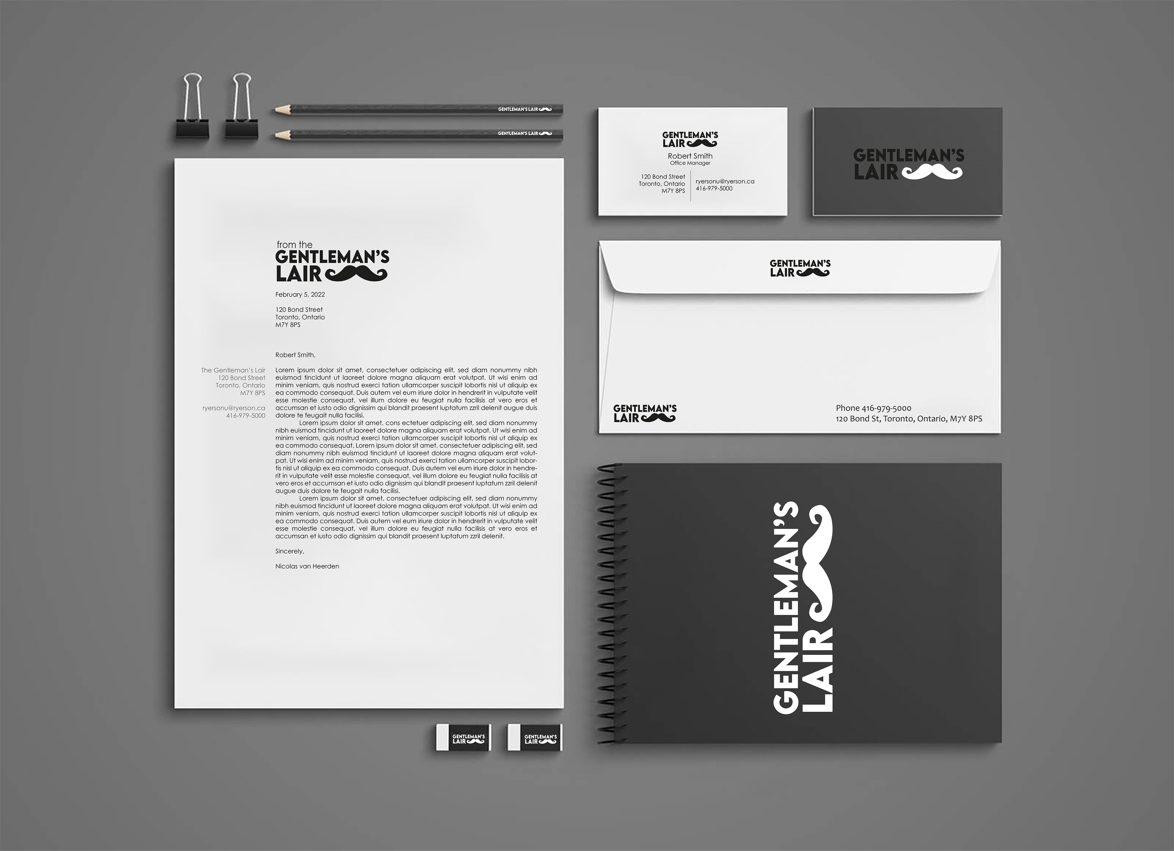 Mockup of a custom logo being used on different stationary