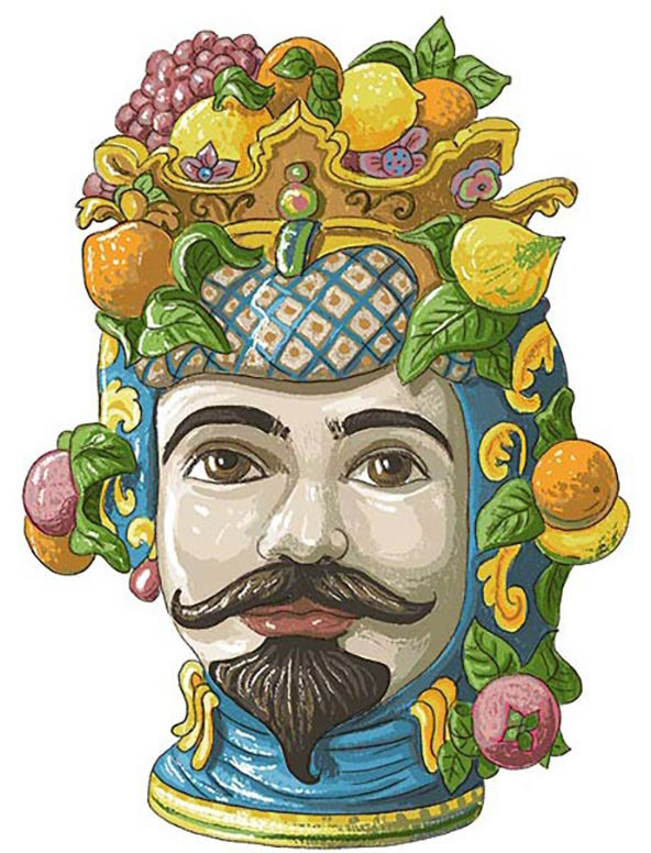 A traditional Sicilian 'Moor's head' plant pot