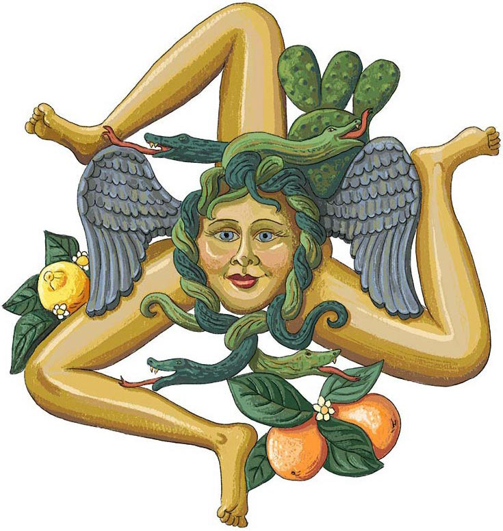The Trinacria motif symbolising the three corners of the island