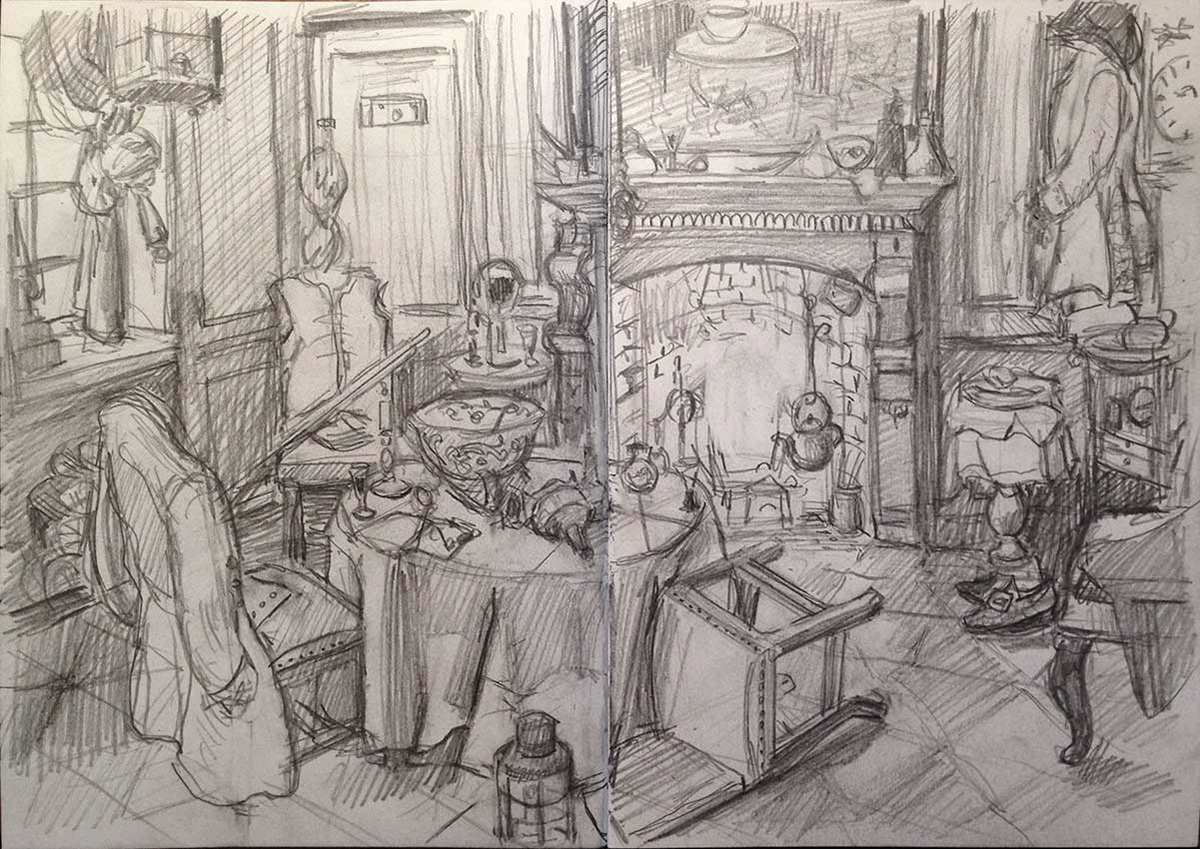 The Smoking Room - First Sketch