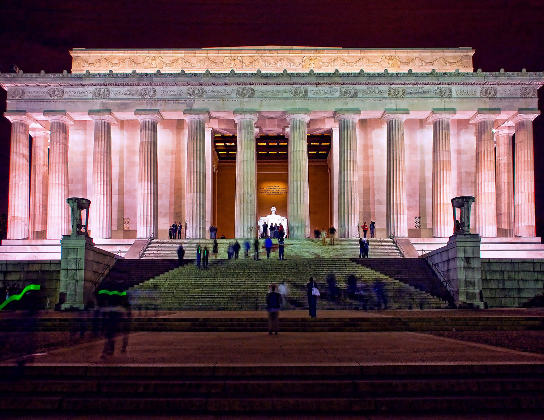 Night photograph of the Lincoln Memorial in Washington, D.C. on March 25, 2012