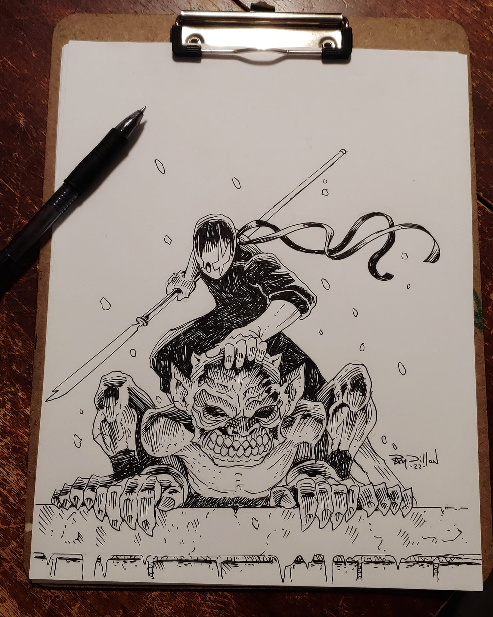 Kayfabetober /Inktober 2022 "Grendel" "Gargoyle"