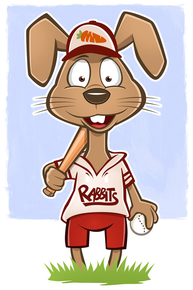 character design; children`books; baseball; rabbit