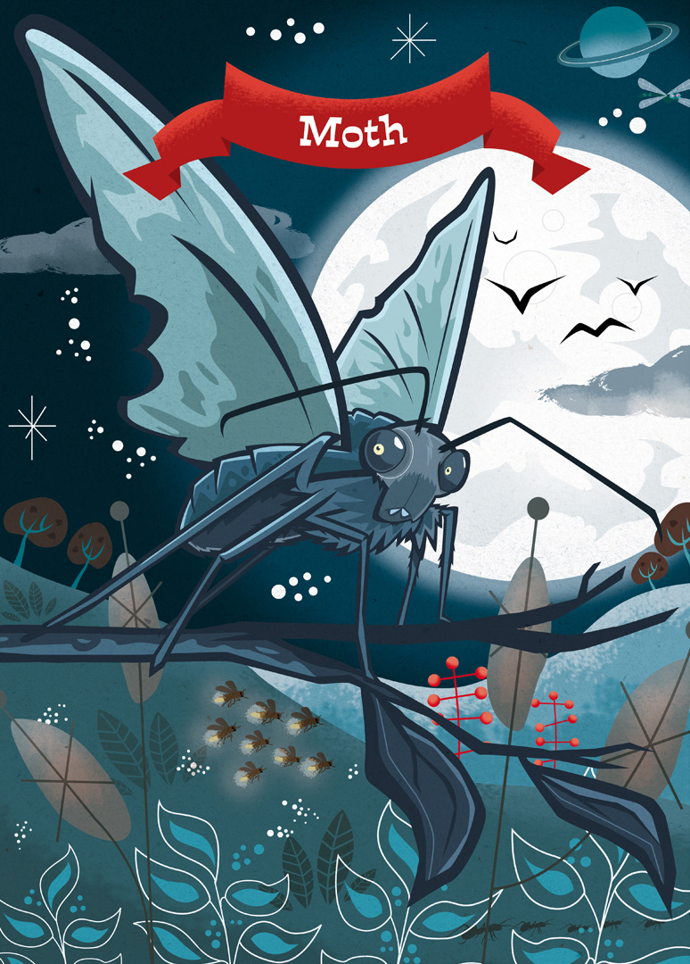  Illustration; funny; children`s book; moth