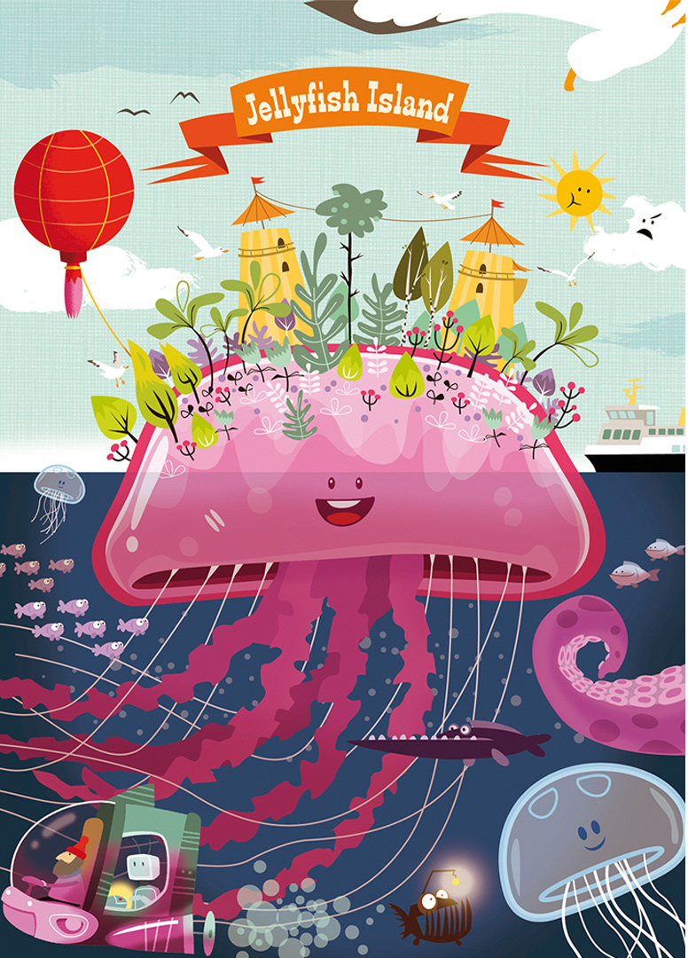Jellyfish; Illustration; funny; children`s book