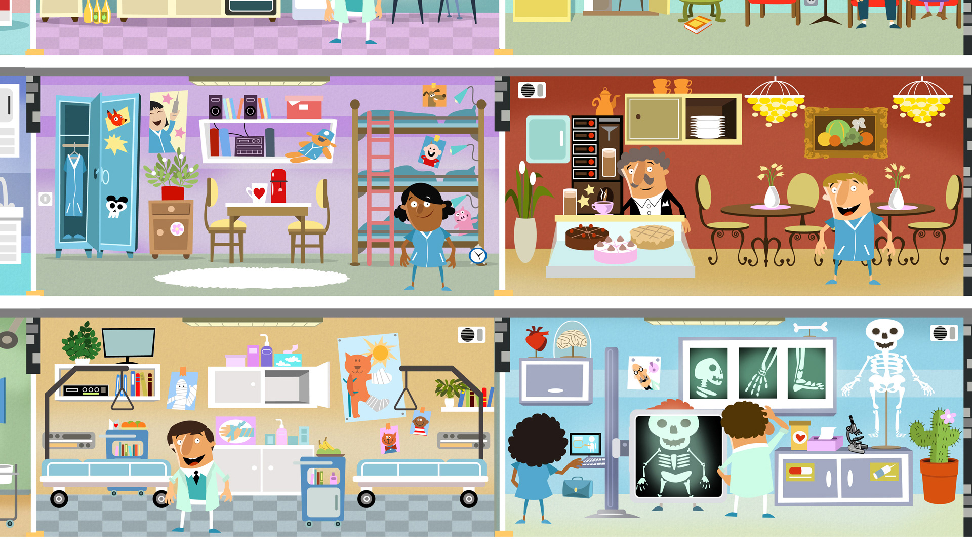 Kids app; children`s book; Wimmelbild; hospital