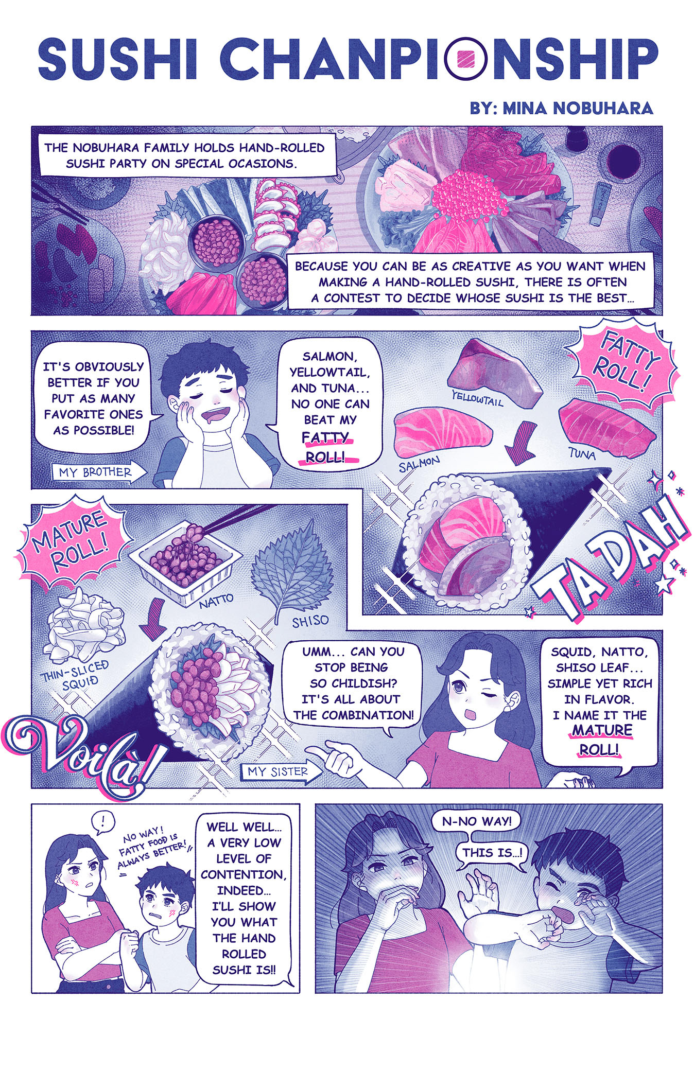 Sushi Championship | Clip Studio Paint, Risograph Printing | 2023