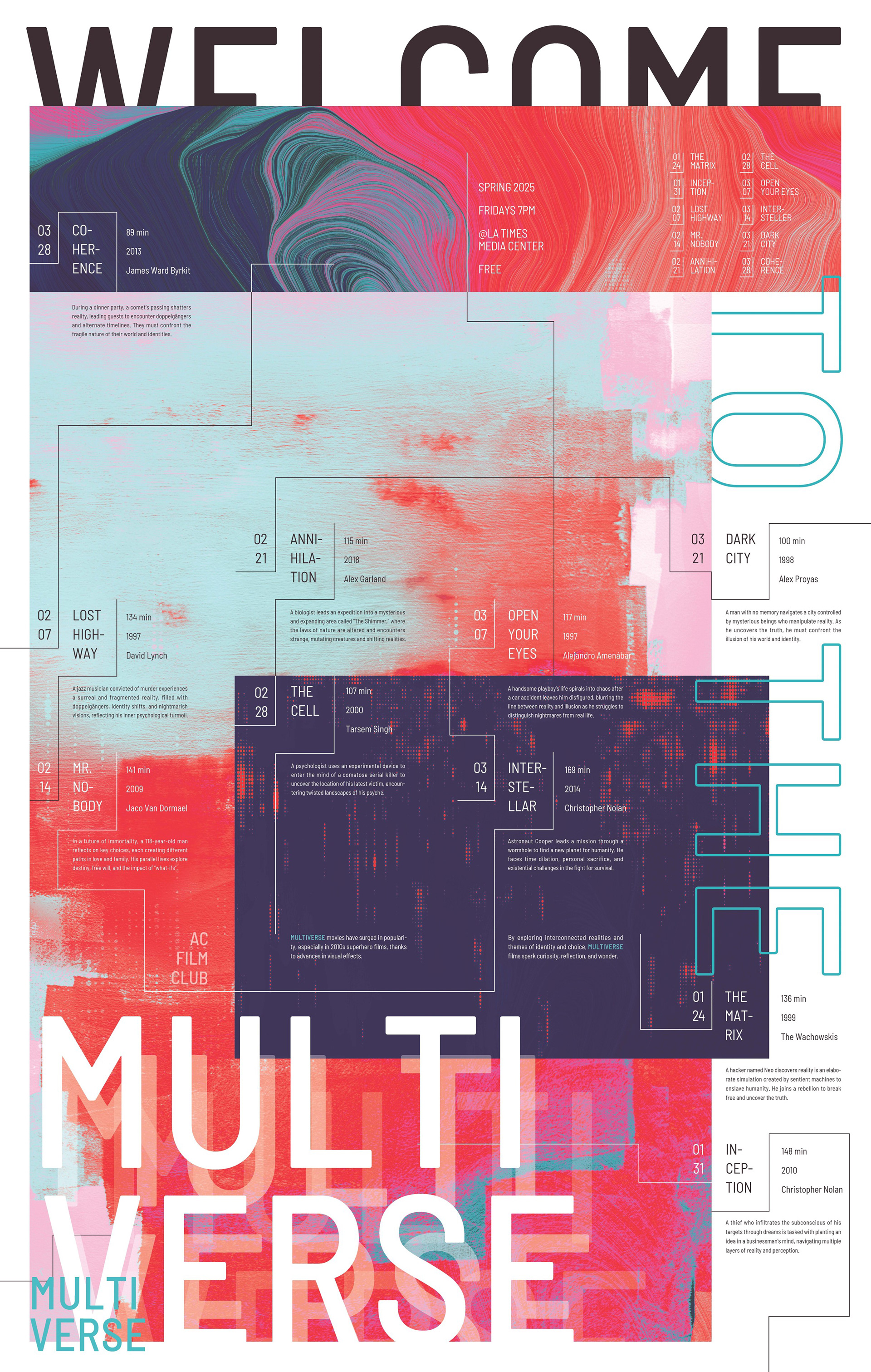 Multiverse Movie Night Poster | InDesign, Illustrator, Photoshop | 2024