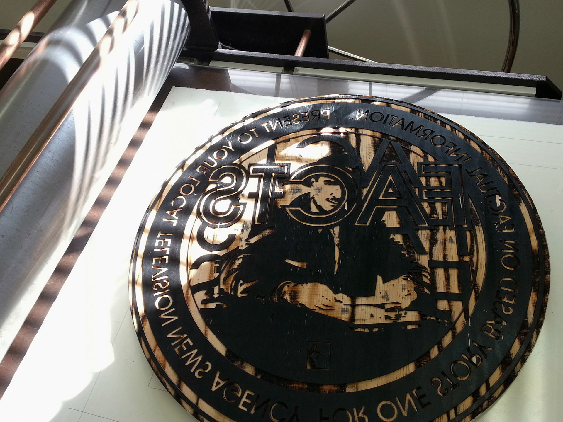 The first laser-etched woodblock I ever made. It was for a print exchange called "Token Gestures," organized by Stefanie Dykes.