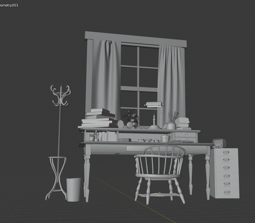 Blender Mockup of Cornflower's desk