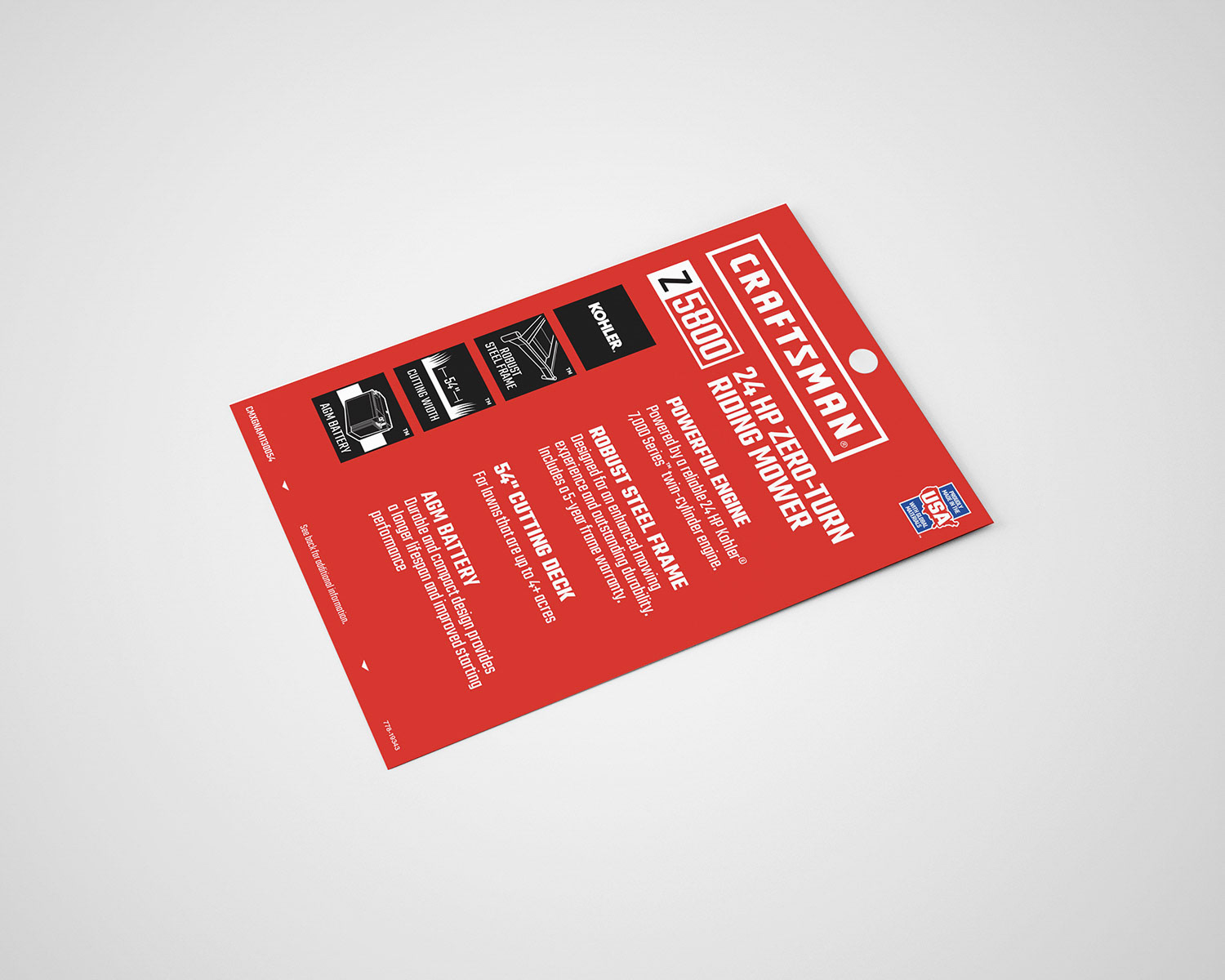 Craftsman Zero-Turn Hang Tag