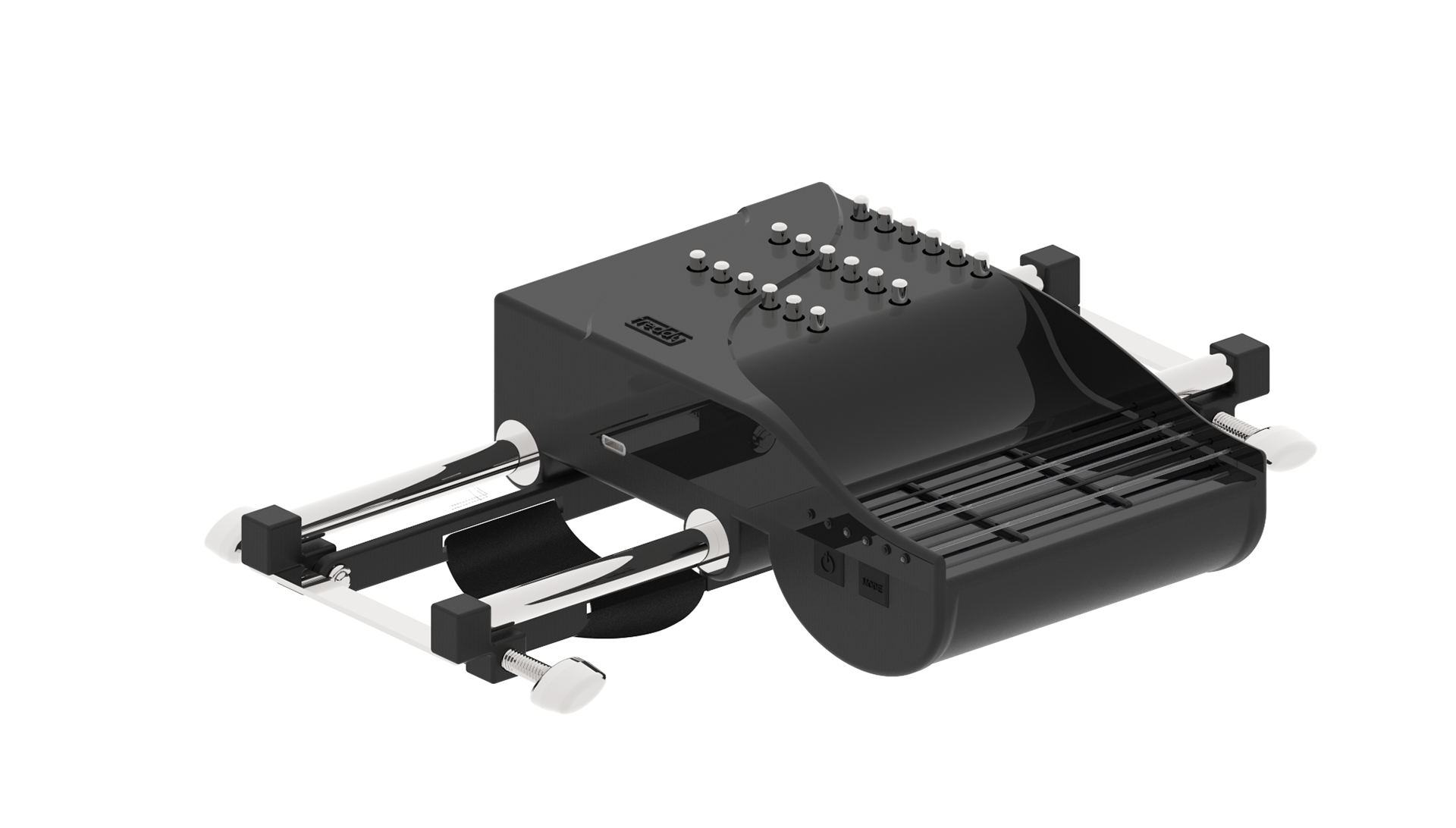 Bottom side view of assembled device (without guitar)