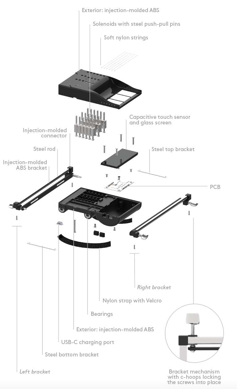 Exploded view of device with components listed