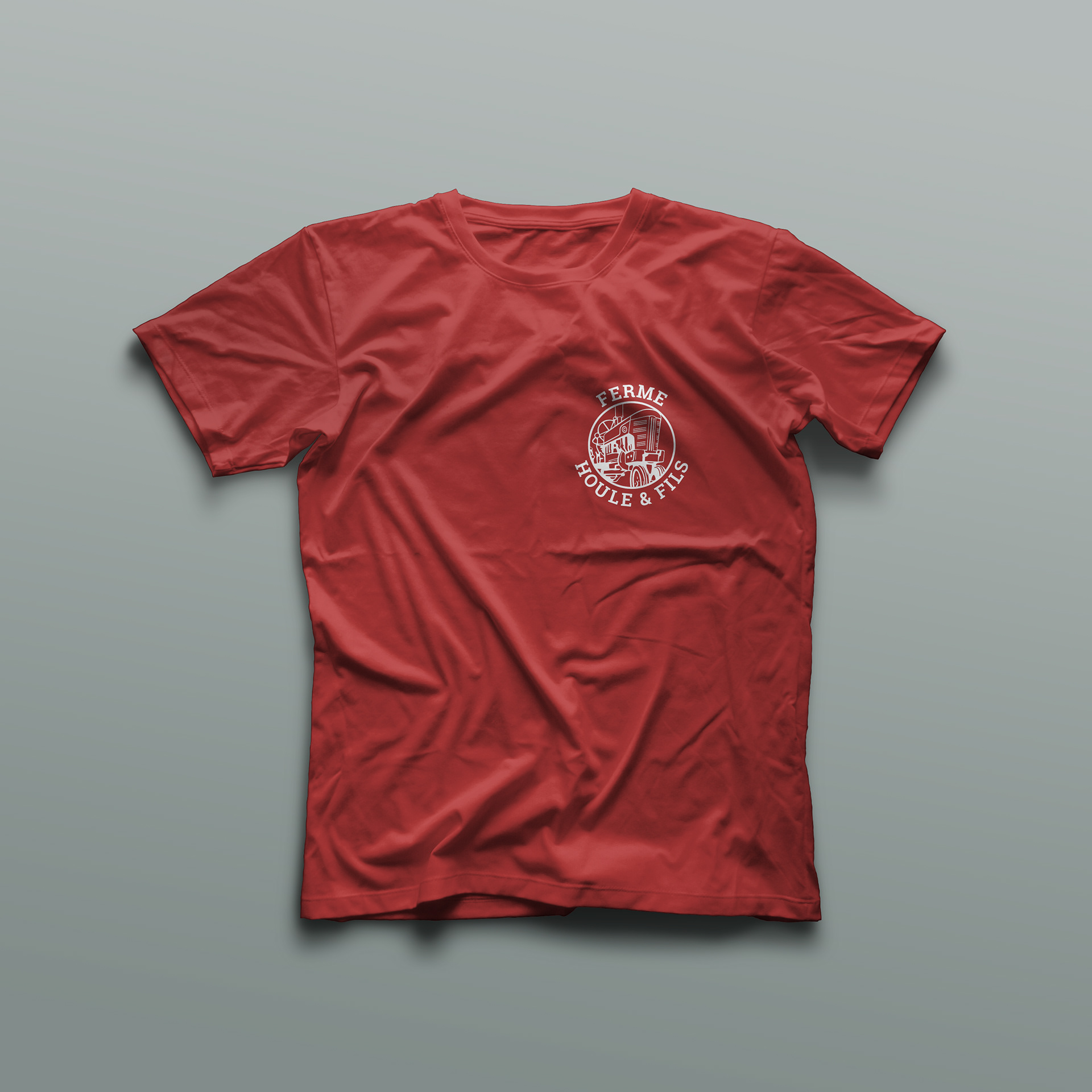 Red t-shirt mockup with logo.