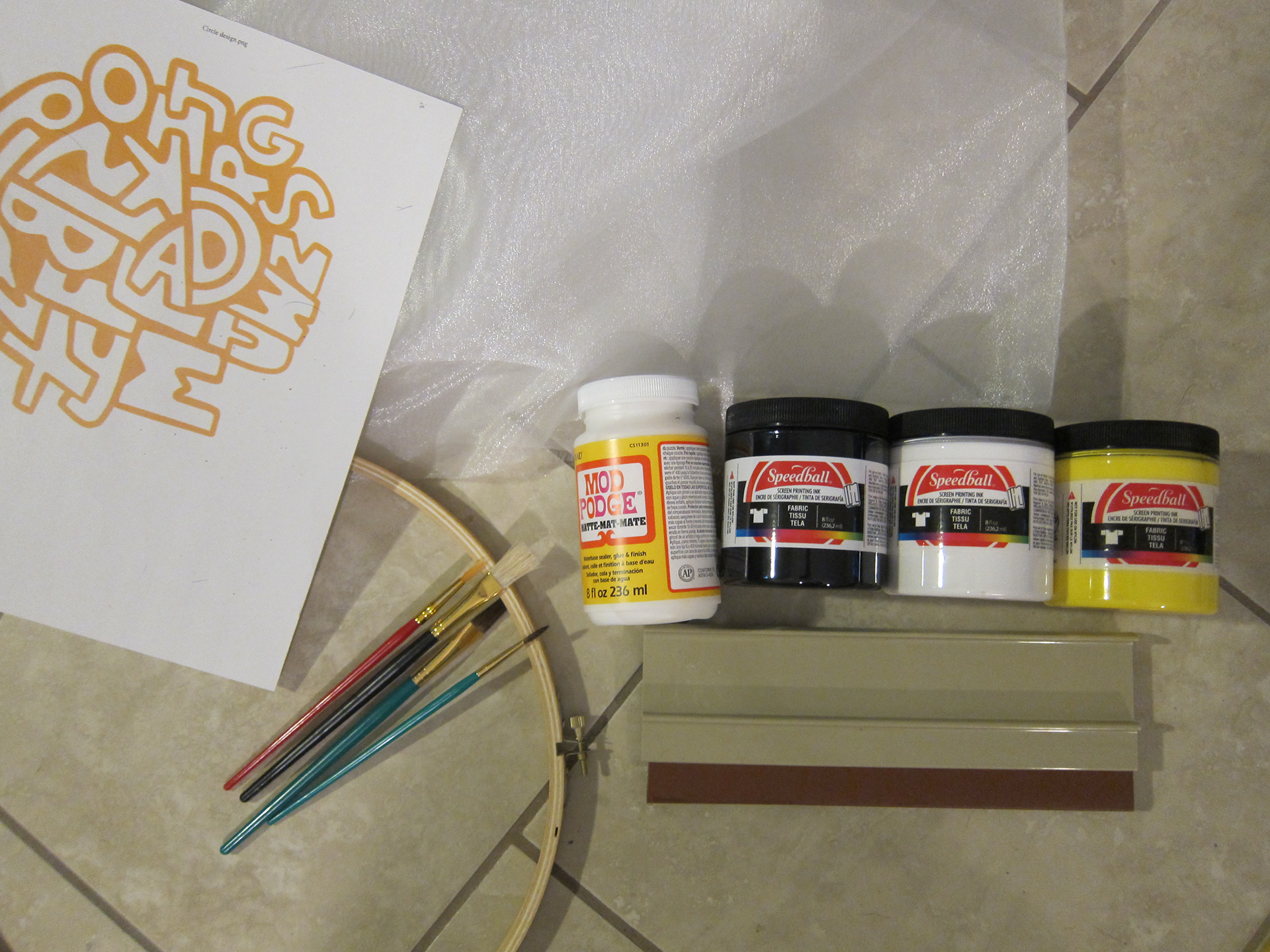 Items used for screen-printing