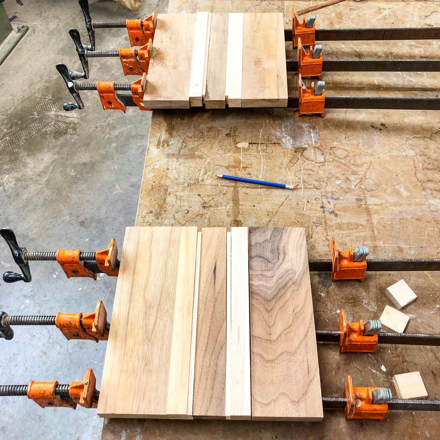 Wood gluing and clamping