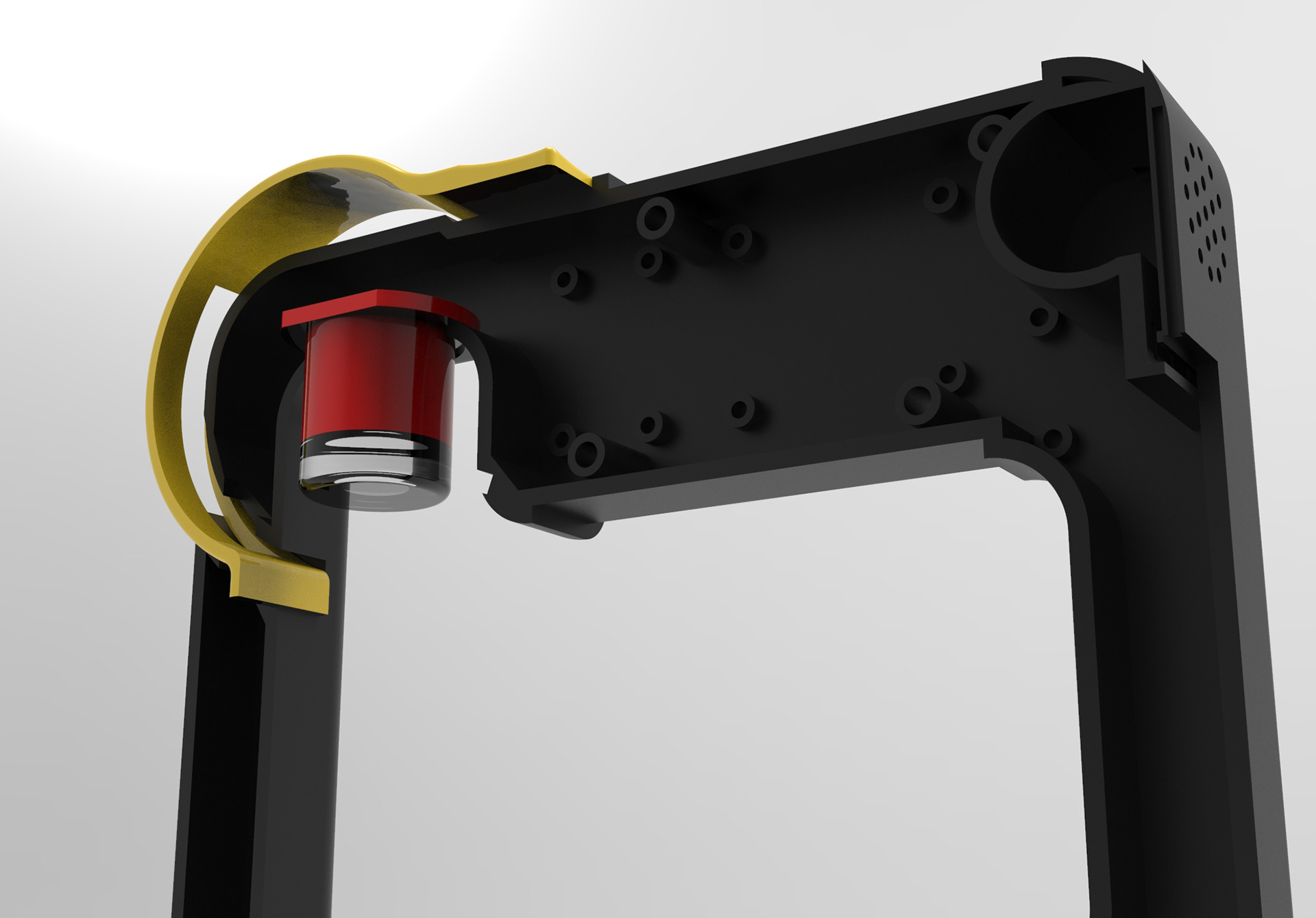 Bottom side view of the internal housing.