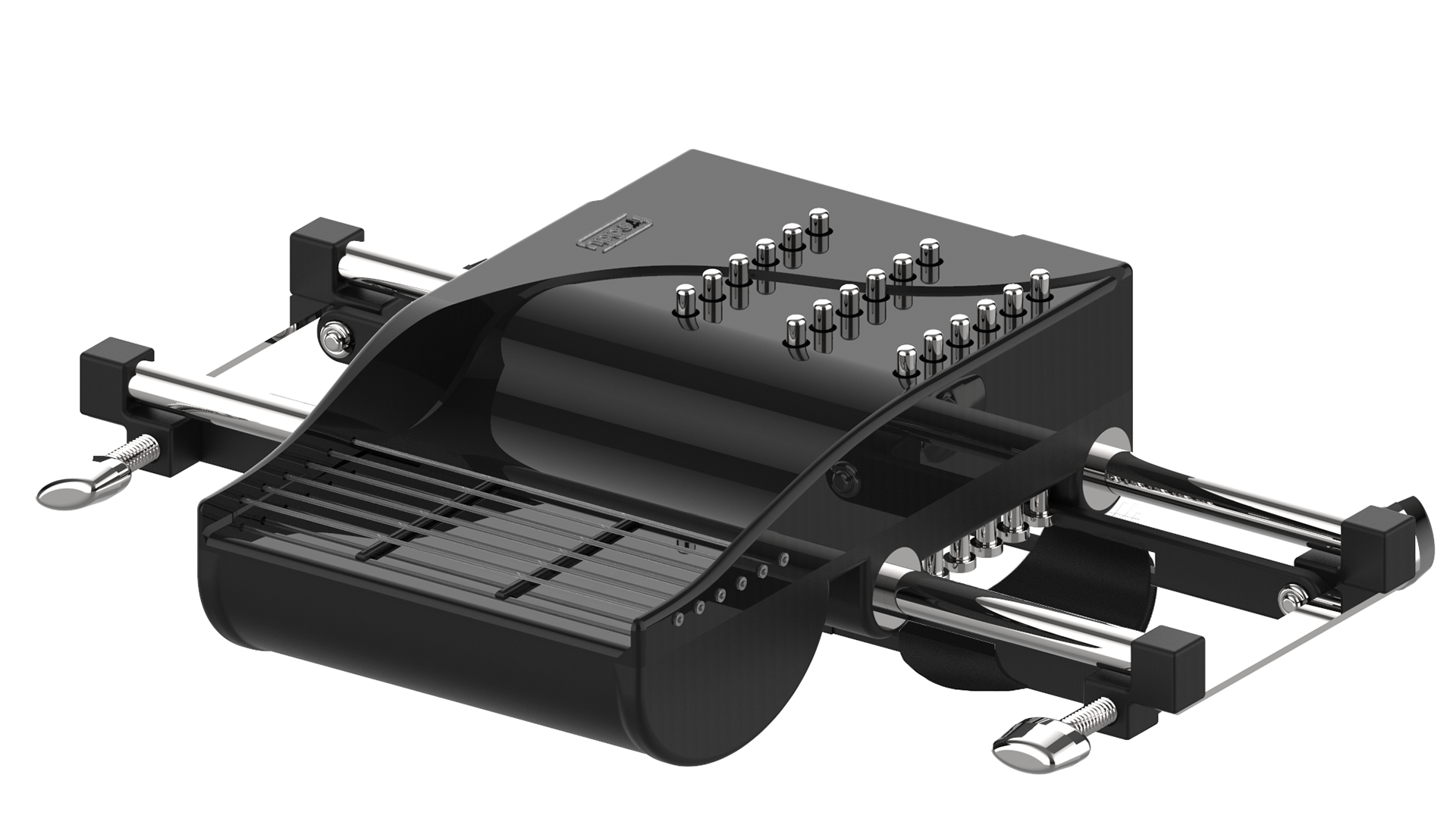 Top side view of assembled device (without guitar)