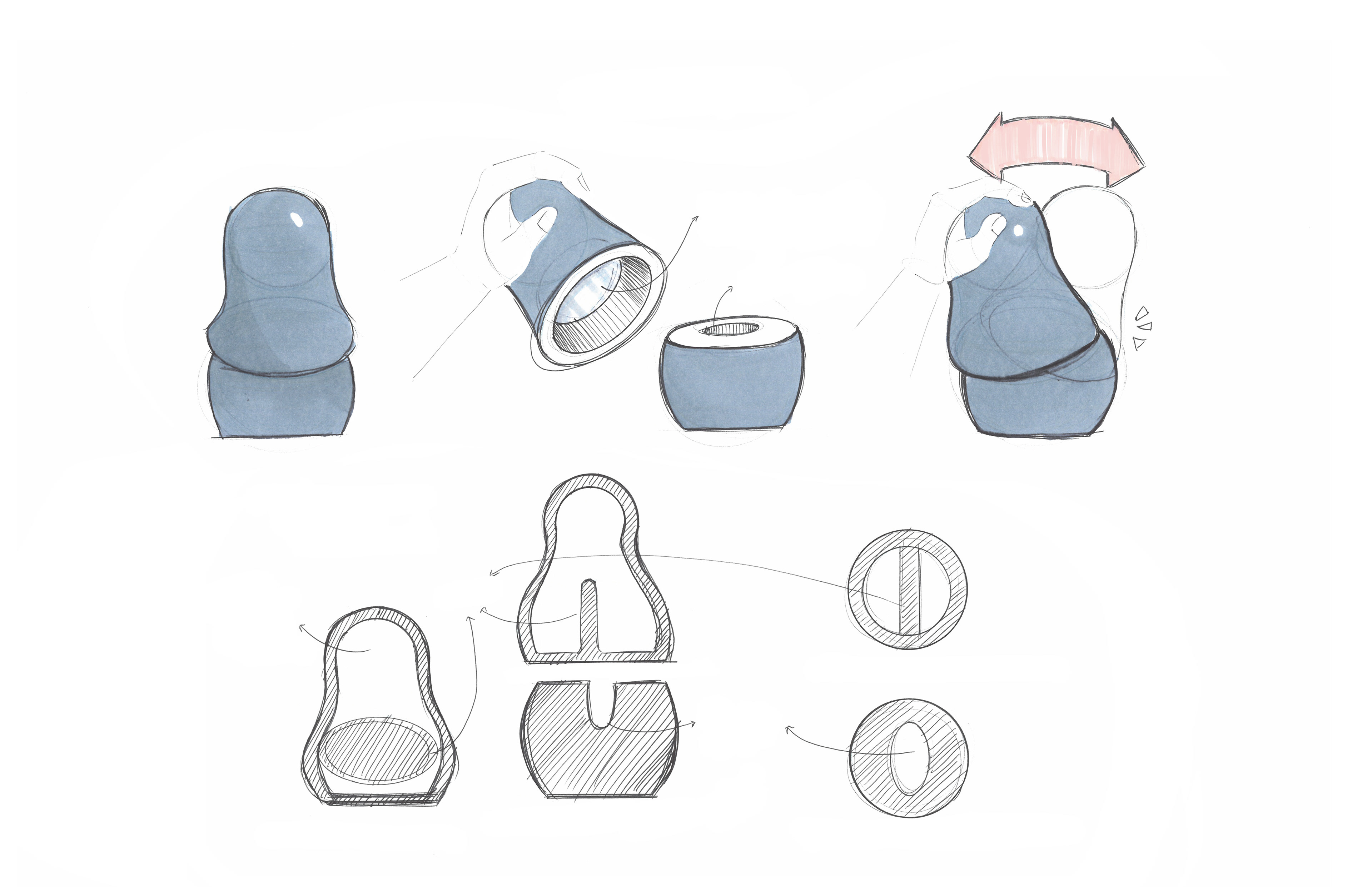 Second set of sketches showing a back-and-forth slicing mechanism.