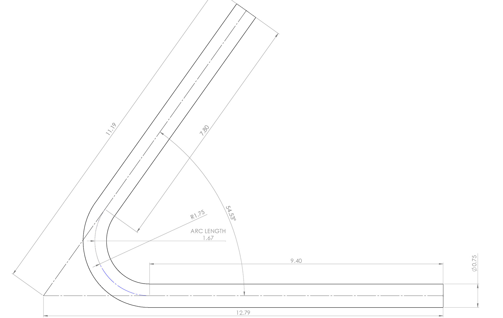 Technical specifications for each of the three legs of the stool.