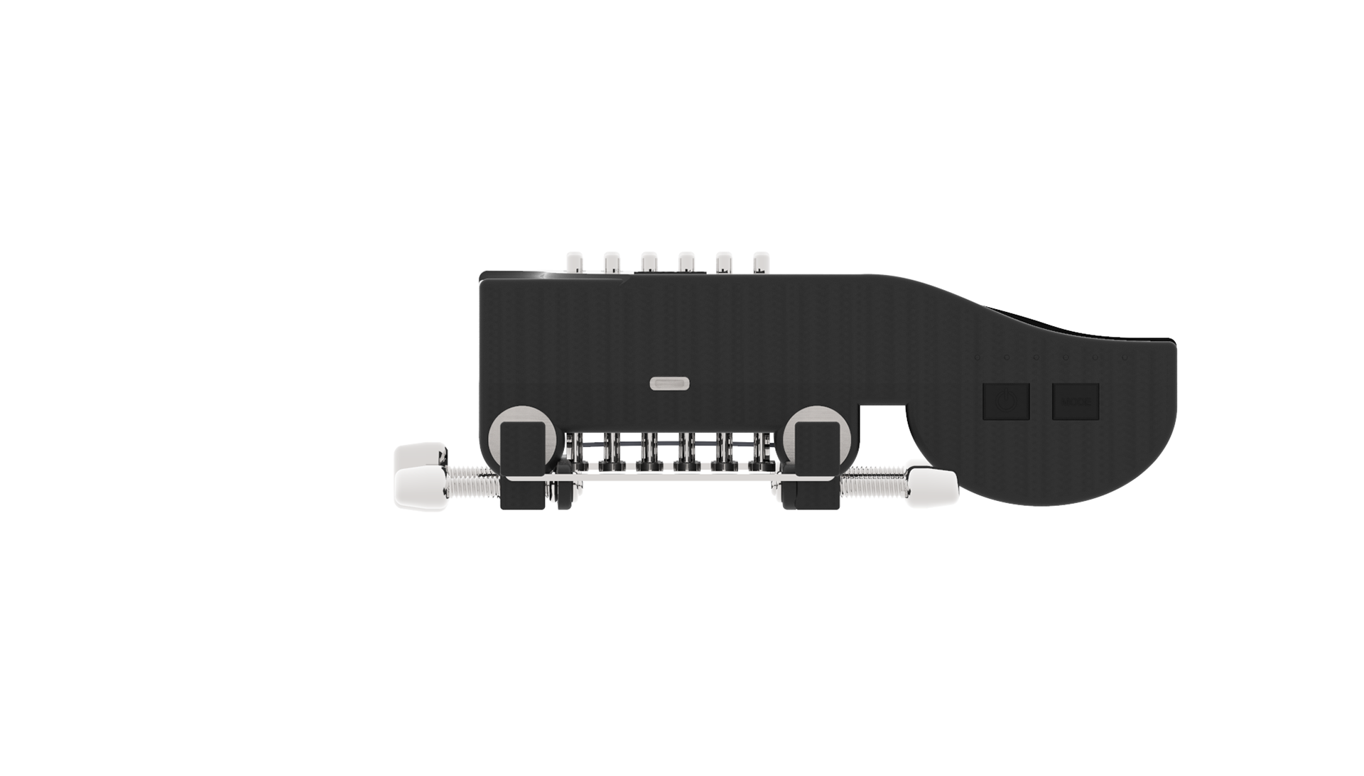 Side view of device with USB-C charging port and interaction buttons