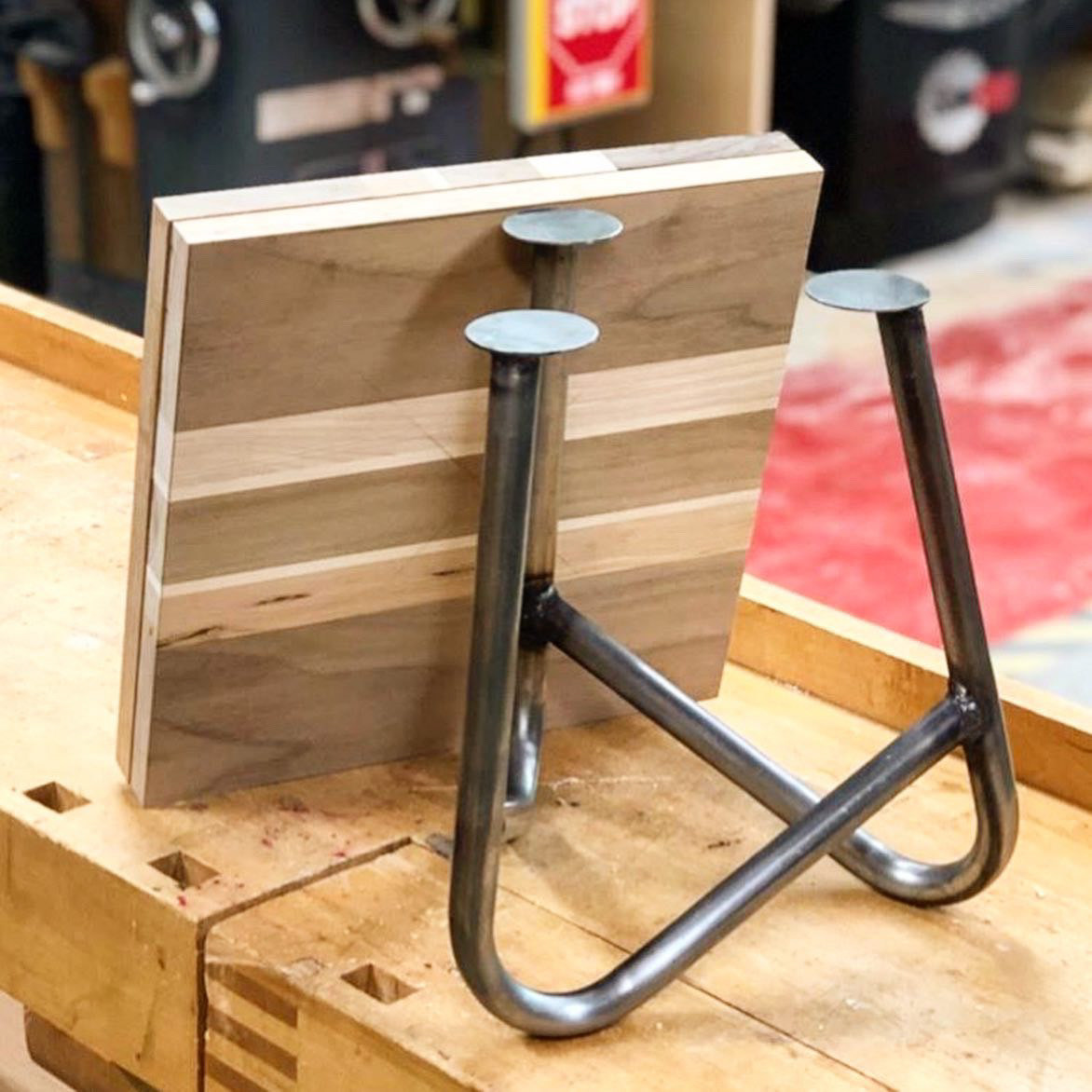 Bent and welded tubing, glued wood