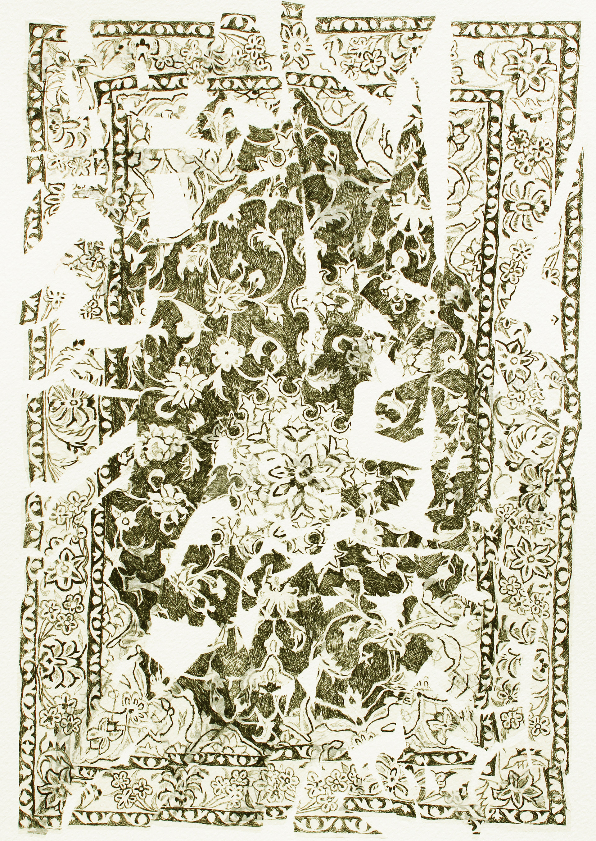 깨진 깔개 콜라쥬_30x20cm_etching , collage_2017