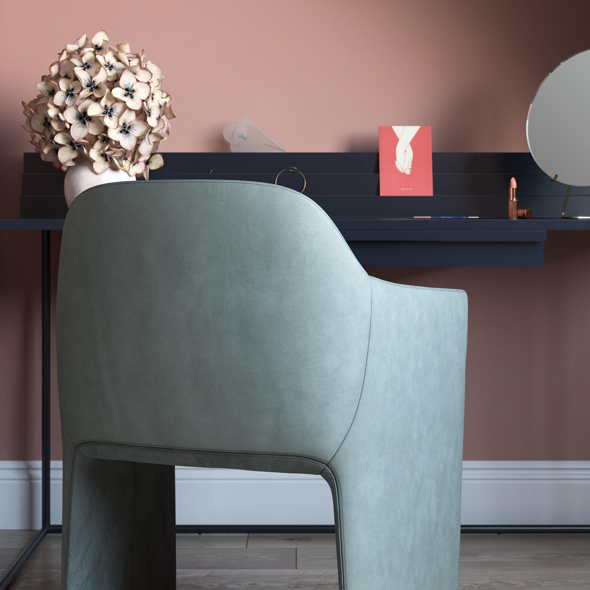 Chair modelled and sculpted in 3D. Interior and bespoke items created by oneoseven.