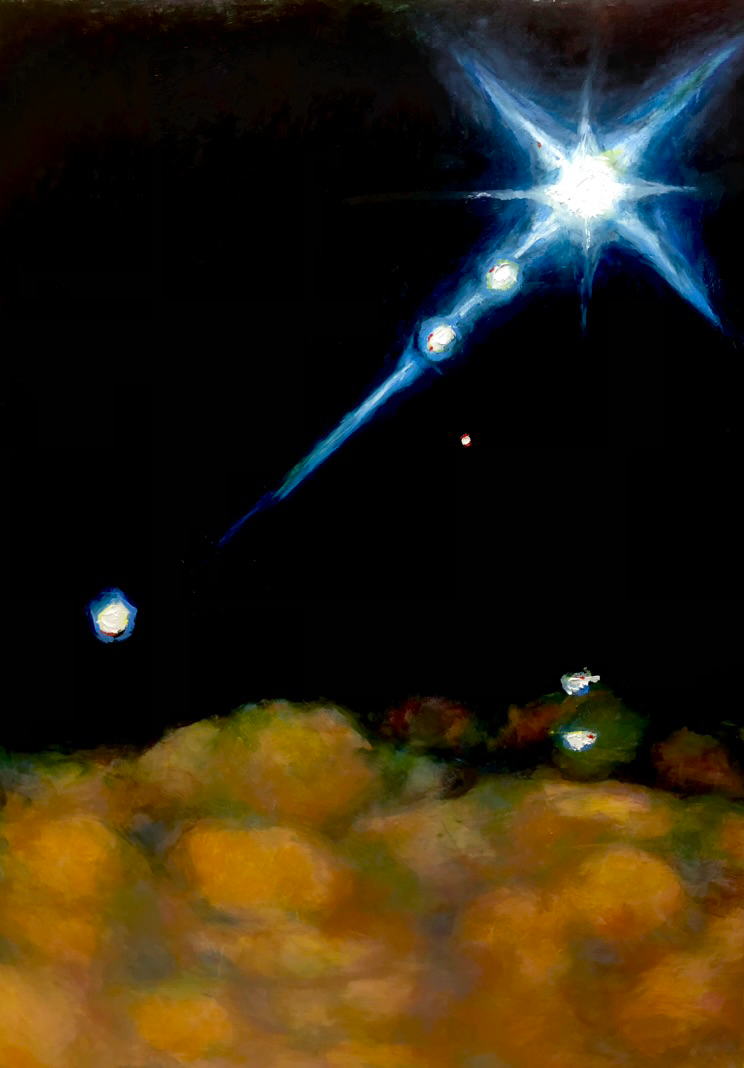 Solar Flare. 2023 Oil pastel on board.  