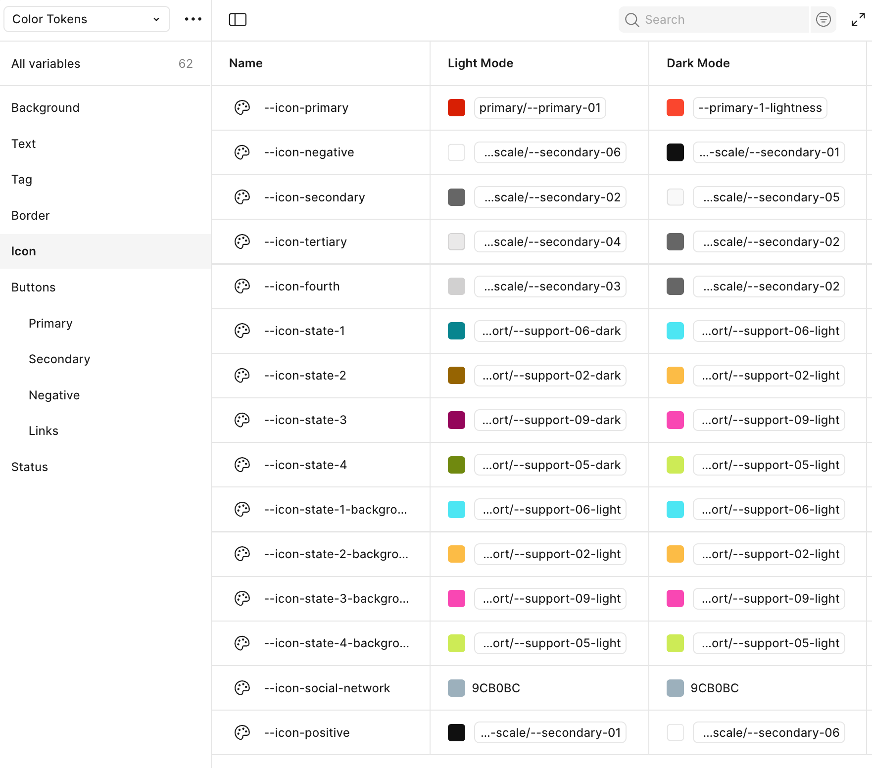 color tokens, icon