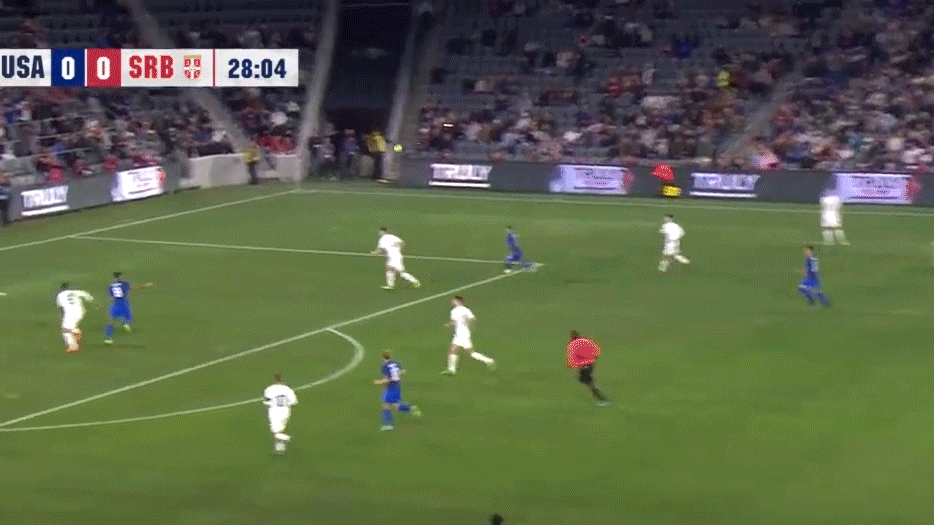 US Men's Soccer Team. Field ribbon animation with 3D cans.