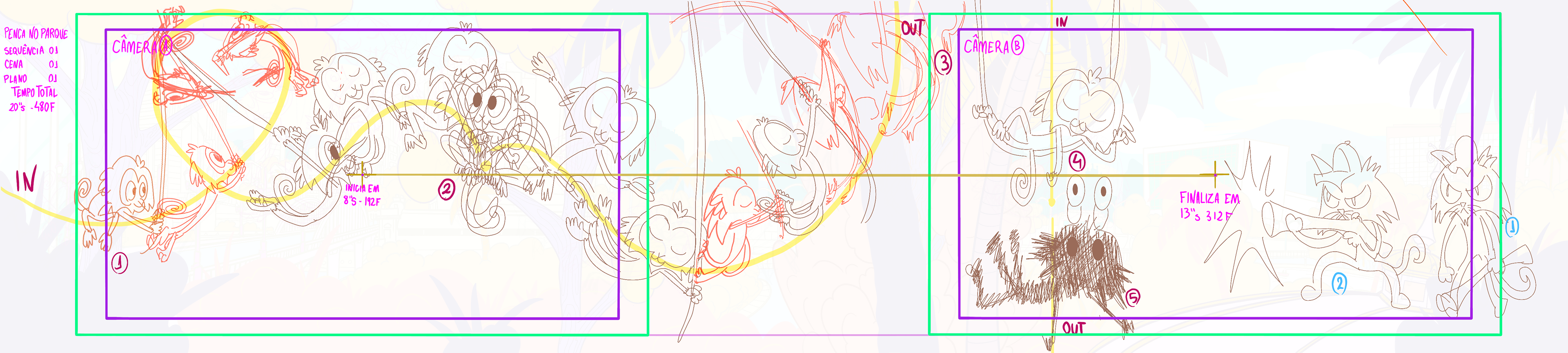 Layout da cena trabalhada durante a disciplina Animação 2D Digital