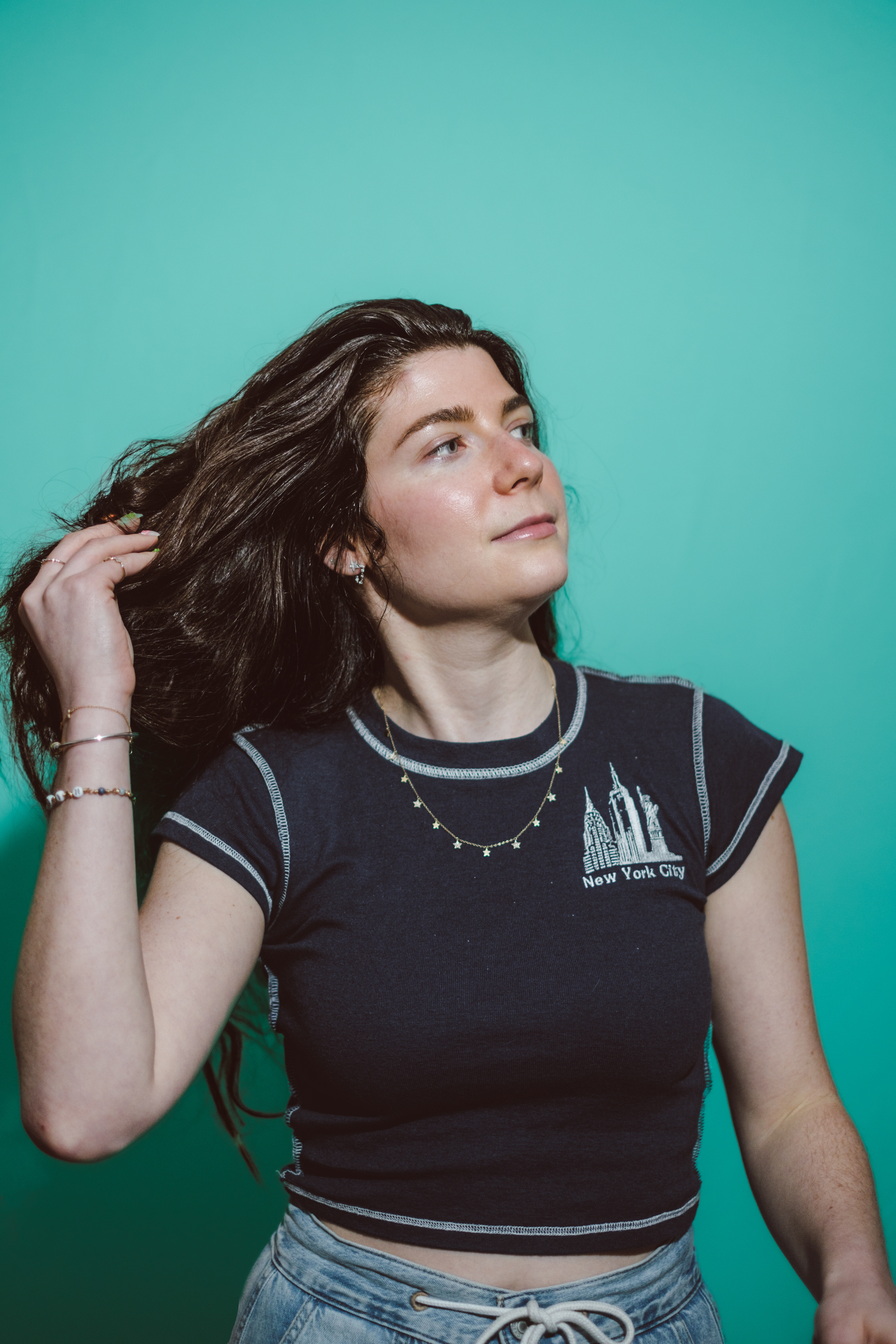 Creative portrait photography with colorful background, NYC