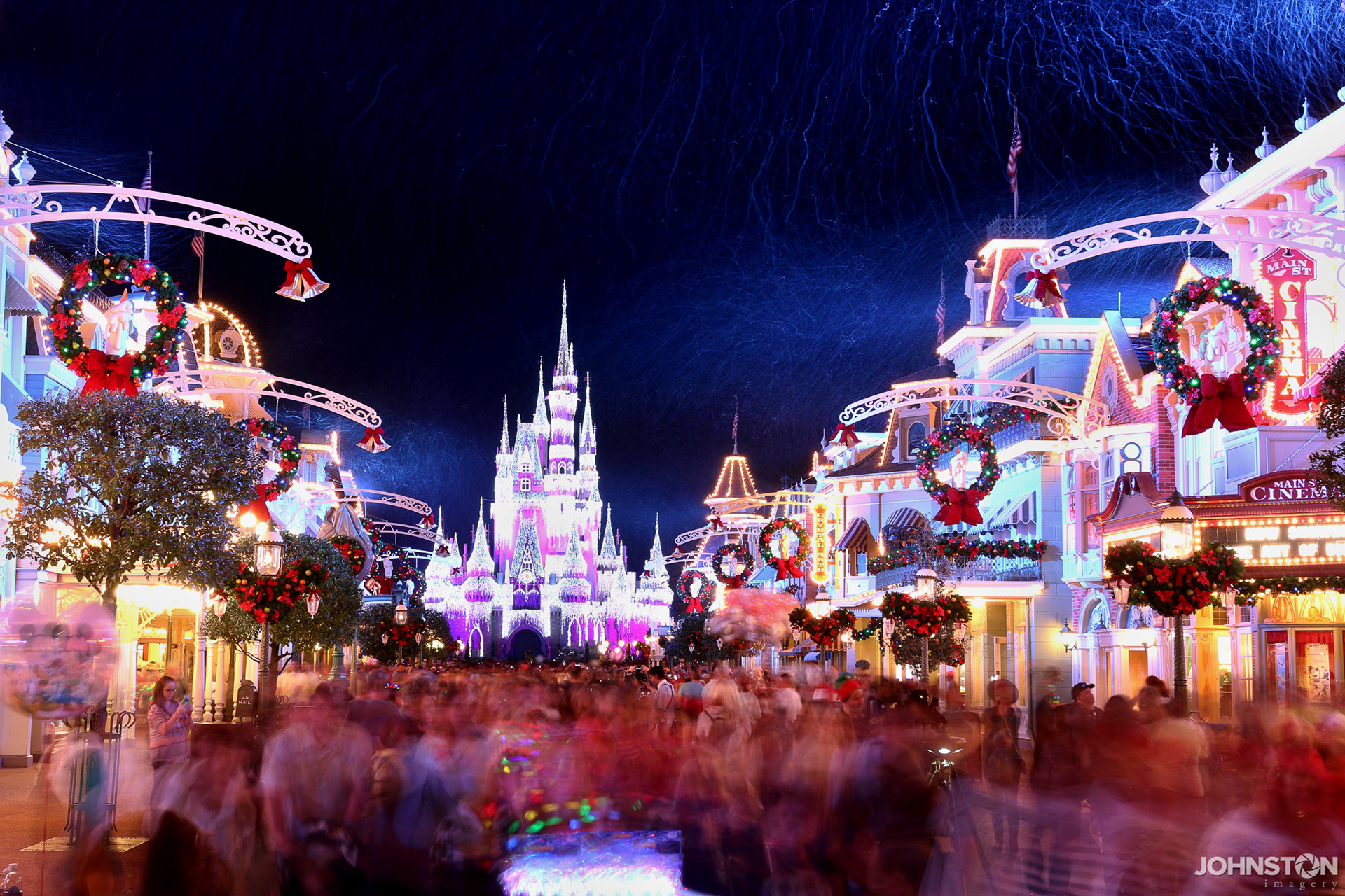 Main Street at Magic Kingdom during the "snow storm"