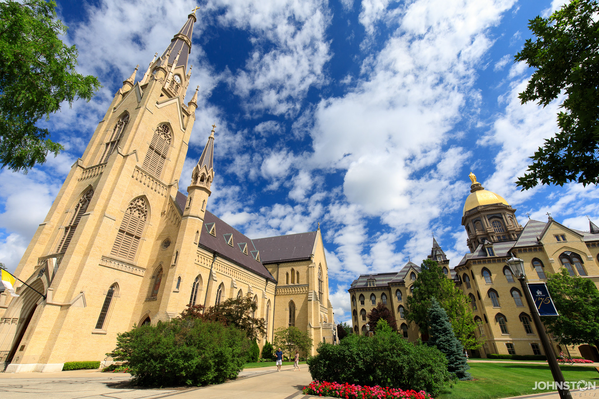 Basilica of the Sacred Heart and the Main Building at Notre Dame University