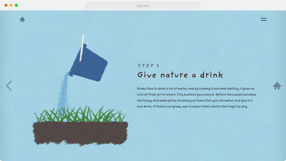 The menu lets you see Otty's home from above and all of its spaces ready to be explored.