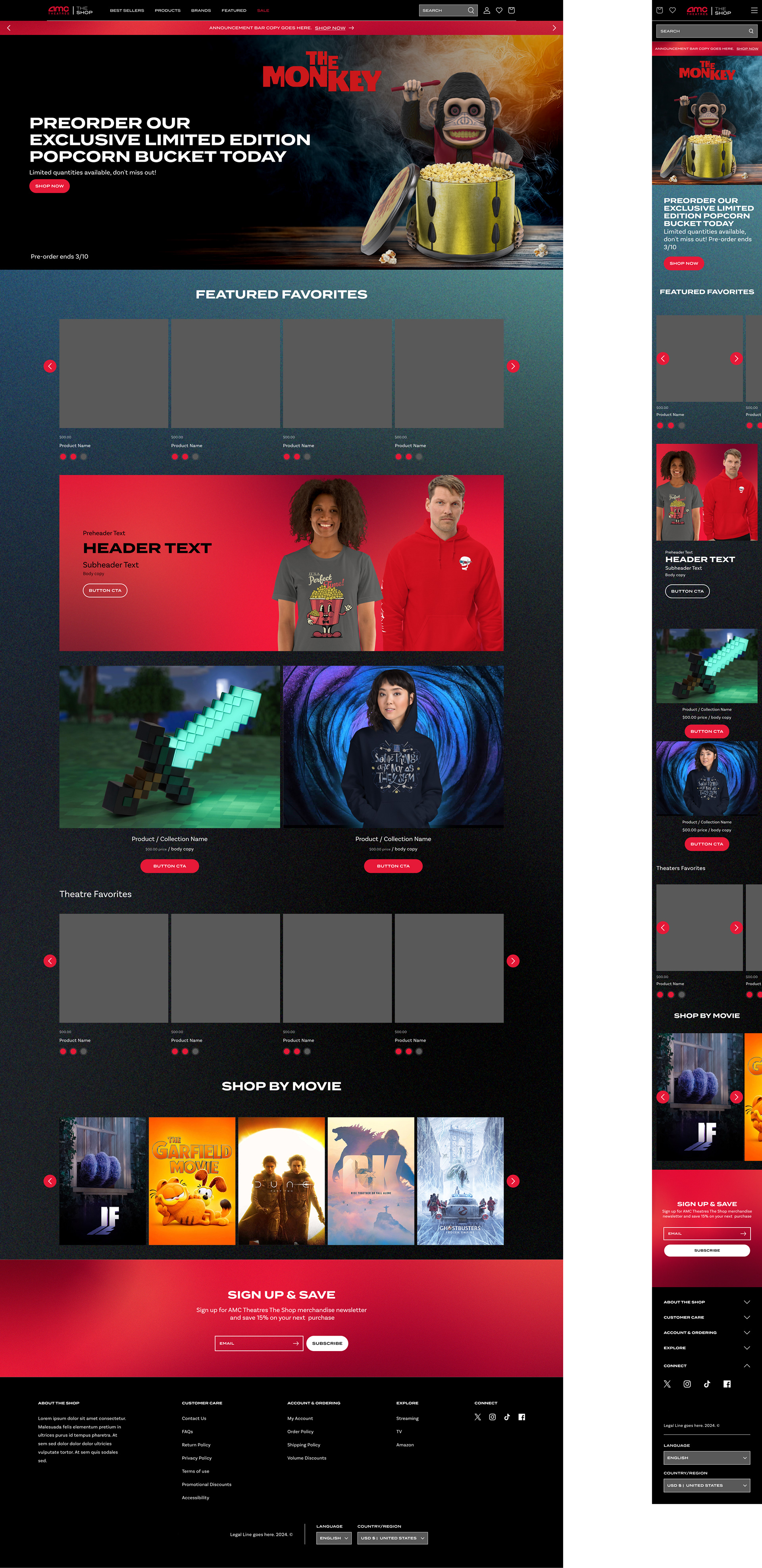 AMC Store Full Webpage Layout