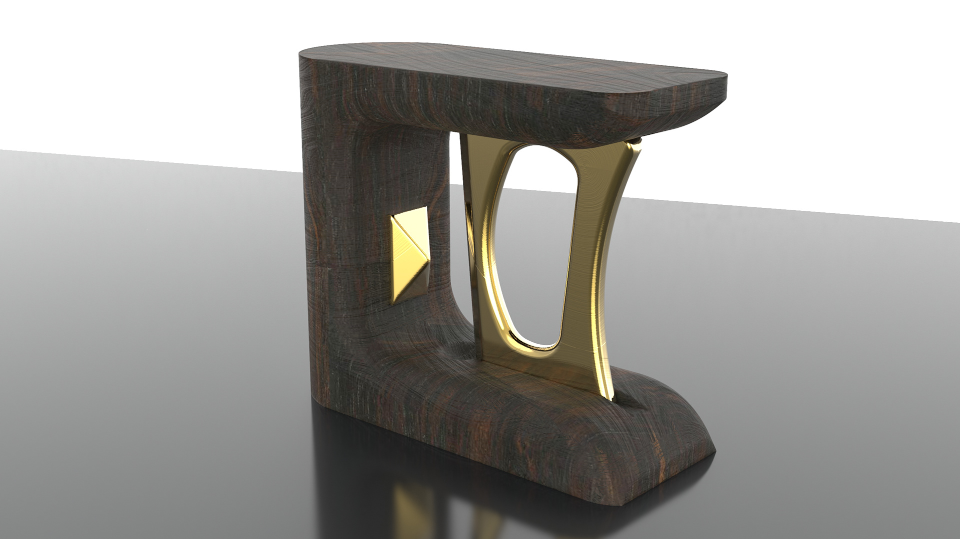 An African Black wood model with gold plated steel accents.