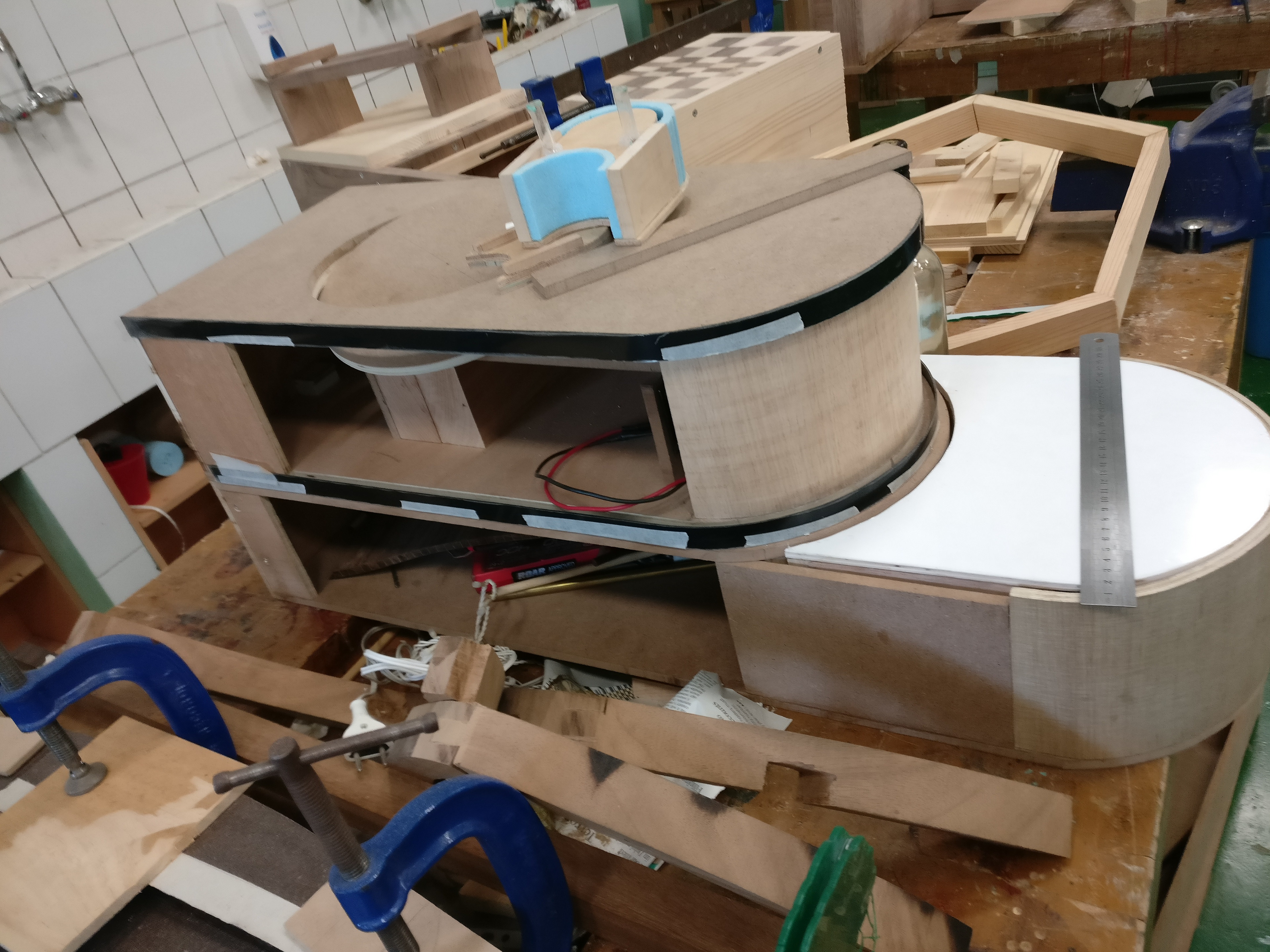 First and second layers complete. They are made of MDF wood and plywood for the curves