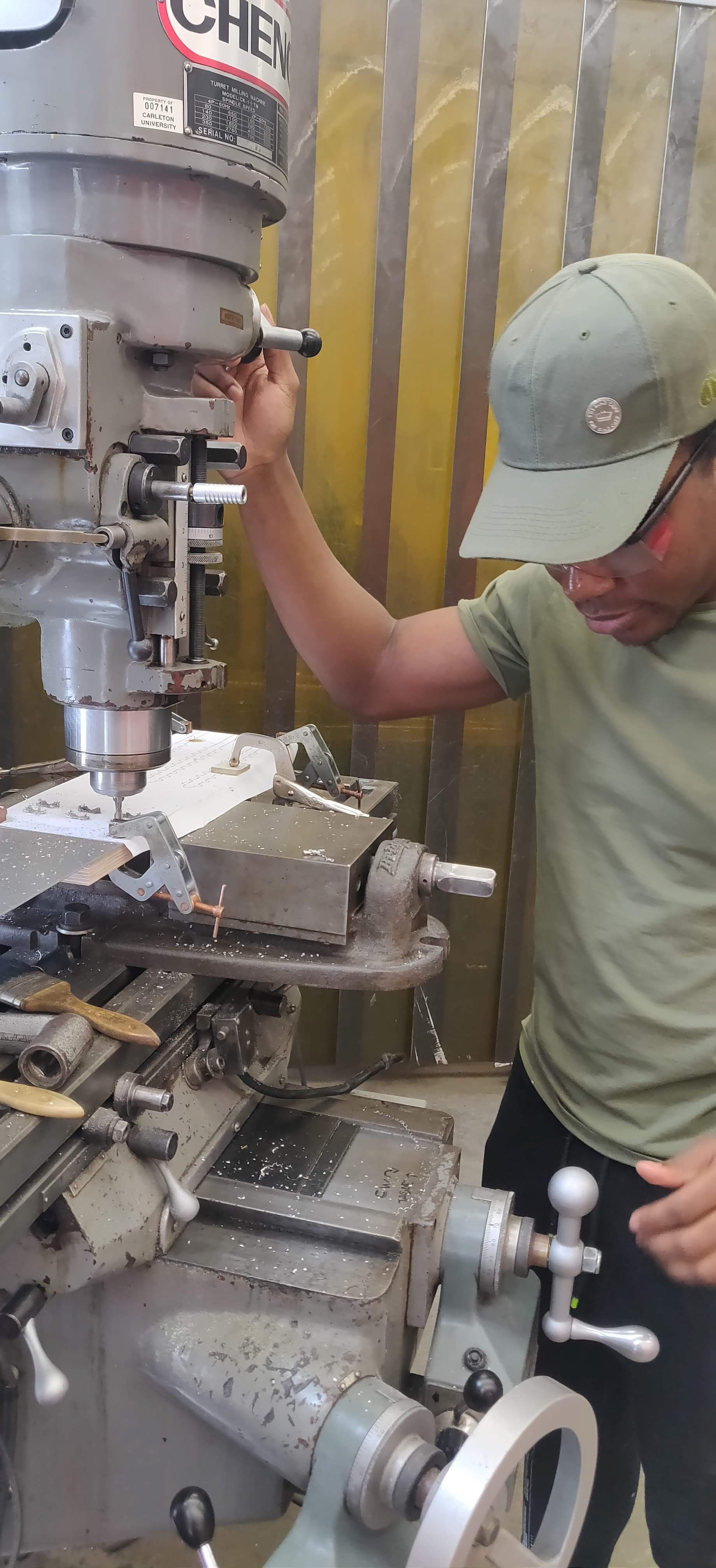 Milling out the slots using a 1:1 scale template