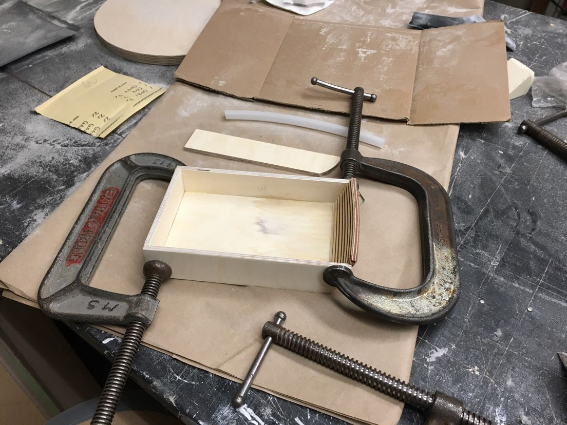Clamping the box parts together