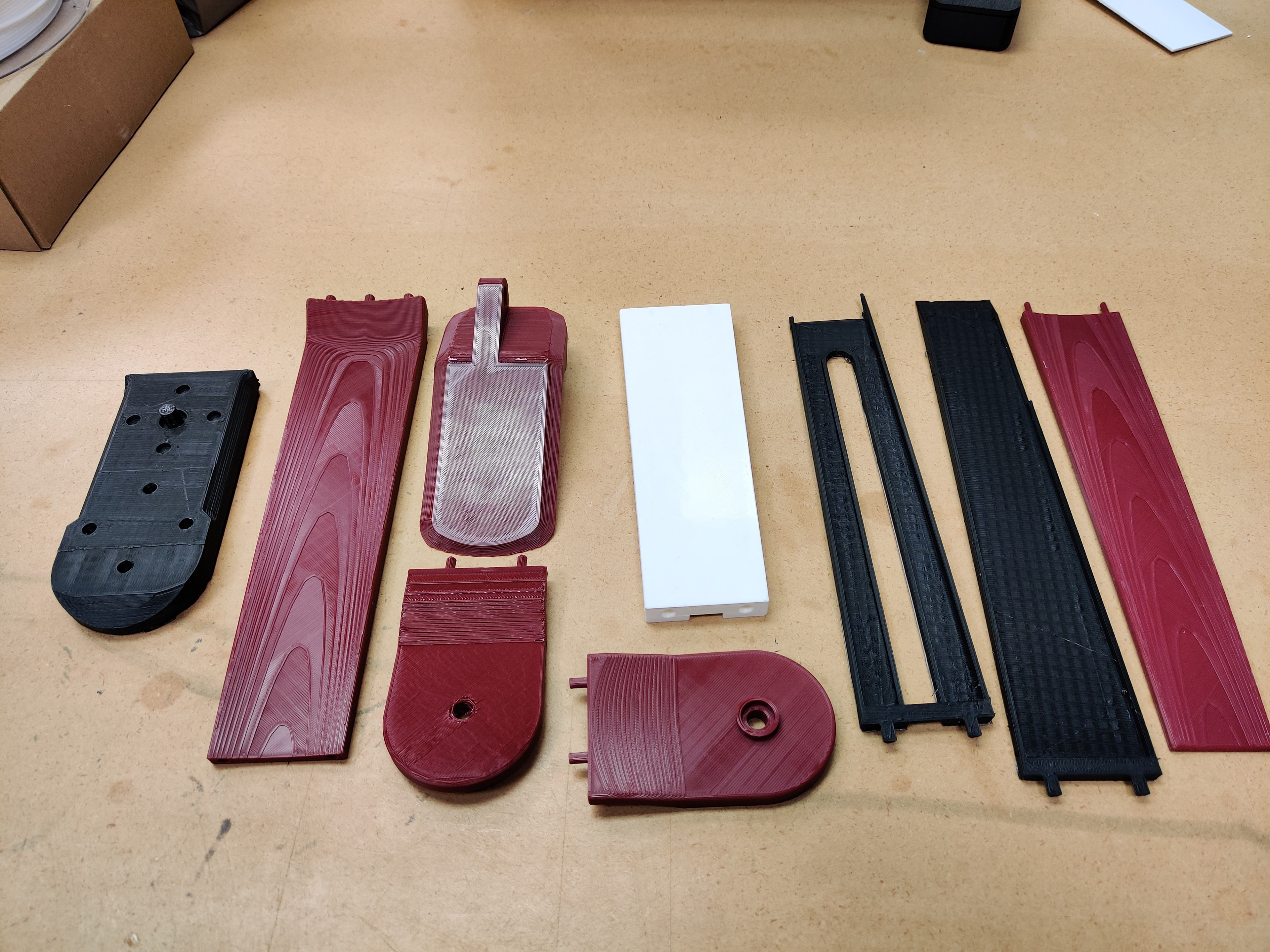 The parts were printed in small sections