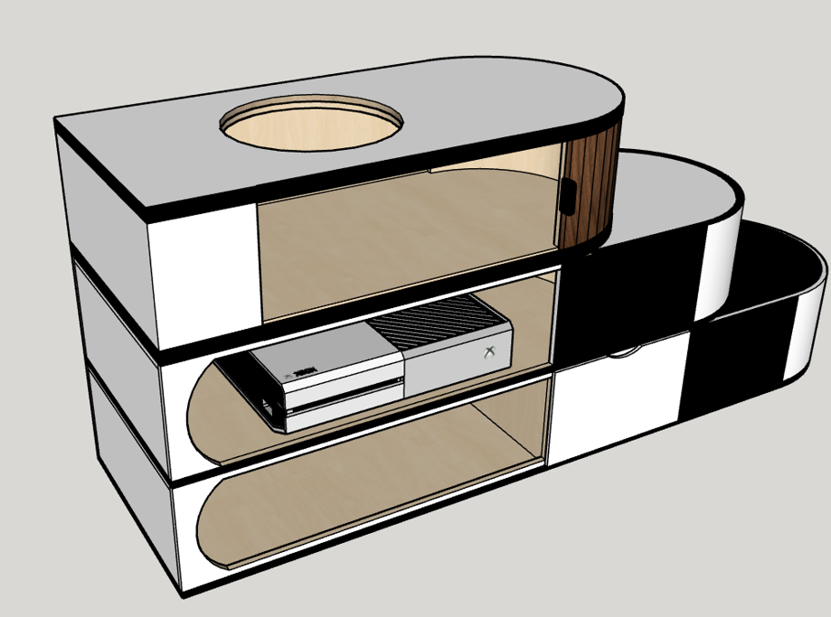 The top layer is dedicated to the rotating mechanism