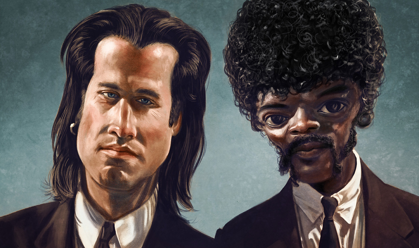 John Travolta as Vincent Vega and Samuel L. Jackson as Jules Winnfield from Pulp Fiction