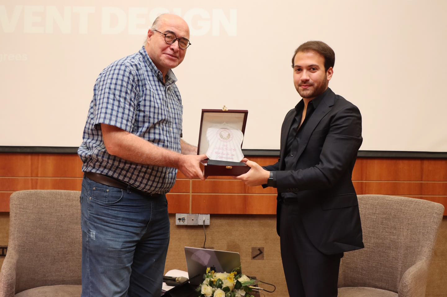 Prof. Mohammad Yaghan honoring Arch. Abdulla Assi